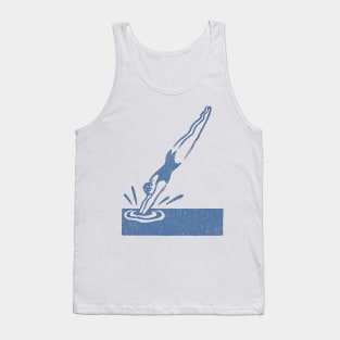 Faded Vintage Swimming/Diving Design Tank Top